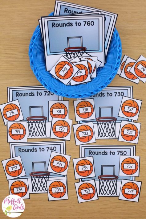 Hands On Rounding Activities, Basketball Math, Rounding Games, Rounding Activities, Teaching Place Value, Rounding Worksheets, Worksheet Math, Place Value Games, Rounding Numbers