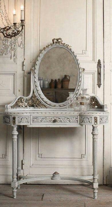 Nice Commode Shabby Chic, French Vanity, Shabby Chic Dresser, Chic Bedroom, French Furniture, French Decor, Vanity Table, A Mirror, Beautiful Furniture