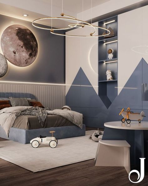 Blue Themed Bedroom, Blue Kids Room, Blue Boys Bedroom, Circu Magical Furniture, Magical Furniture, Space Themed Bedroom, Modern Kids Room, Contemporary Hotel, Kids Interior Room