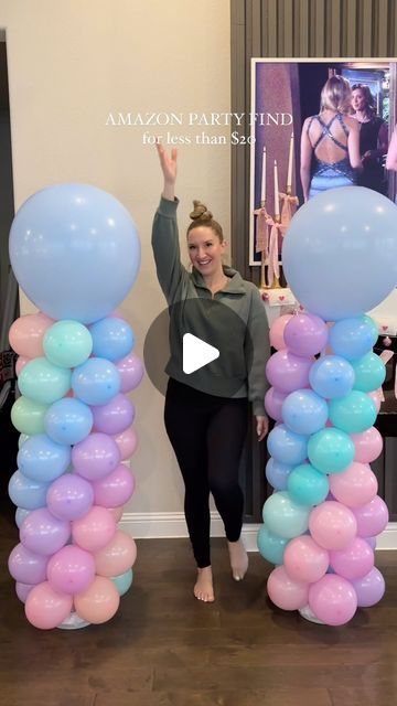 355K views · 20K likes | Kristin Miller | Mom of 2 on Instagram: "This would be so cute for your next party! Comment “links” to get this sent directly to your DMs🎈 • I used 2 packs of balloons to make this design (in the link) but you can make these balloon columns as tall or short as you want! • • #partydecor #balloongarland #balloondecor #partyideas #amazonfinds #balloontutorial #ballooncolumns #balloondesign #babyshower #kidsbirthdayparty #kidspartyideas #birthdayparty #partyideasforkids" Stand Up Balloons, How To Do Balloon Columns, Balloon Arch Cake Table, Diy Ballons Stand, How To Make Ballons Arch Stand, Pastel Balloon Columns, How To Make A Balloon Column Diy, Balloons On Poles, How To Do A Balloon Column