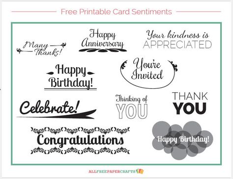 Free Printable Card Sentiments are an easy way to make a homemade gift a little extra special. Birthday Card Homemade, Greeting Card Sentiments, Card Homemade, Best Birthday Quotes, Happy Birthday Printable, Free Printable Cards, Homemade Birthday Cards, Printable Ideas, Papercraft Printable