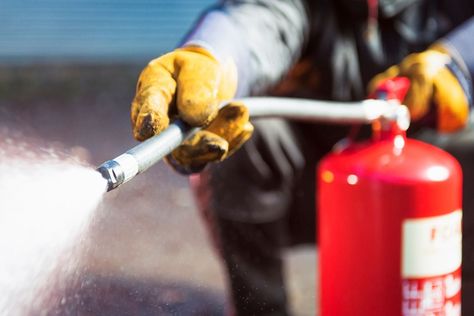 Stay calm when a fire breaks out in your home. These fire extinguishers will help keep you and your family safe in an emergency. Fire Safety Training, Fire Safety Tips, Security Guard Services, Fire Drill, Safety Awareness, Fire Safe, Fire Prevention, Safety Training, Security Companies