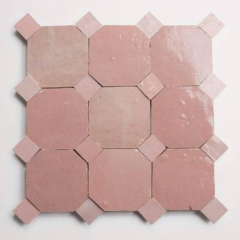 zio & sons + clé | vintage rose octagon + vintage rose bouchon (unmounted bundle) Pink And White Tile Floor, Blush Tile Bathroom, Pink Marble Tile, Zio And Sons, Octagon Tile, Pink Terracotta, Pink Tile, Cle Tile, Classic Tile