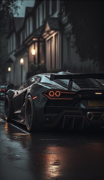 Foto un lamborghini negro conduce bajo l... | Premium Photo #Freepik #photo #lamborghini #carros-deportivos #carros-lujo #tuning-car Lamborghini Veneno, Koenigsegg, Lamborghini Aventador, Dream Car, Premium Photo, Lamborghini, Dream Cars, Humor, Cars