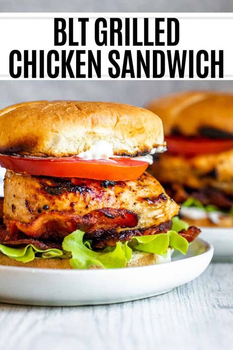 This Grilled Chicken Club Sandwich is perfect for summer grilling, or a weeknight family dinner with the family. A play on the classic BLT with the addition of juicy grilled chicken. This recipe is ready in about 40 minutes including the marinade time! Grilled Chicken Lunch Ideas, Sandwich Recipes For Dinner, Chicken Lunch Ideas, Chicken Club Sandwich Recipes, Chicken Club Sandwich, Grilled Chicken Sandwich Recipes, Club Sandwich Chicken, Club Sandwiches, Grilled Chicken Sandwich