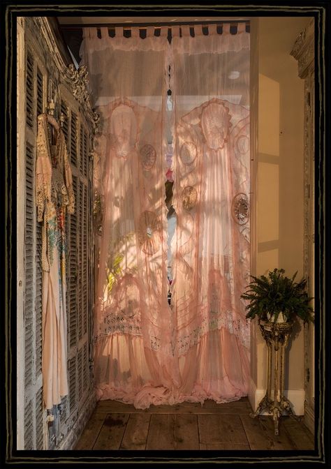 Sera Of London, House Gown, Vintage Lace Curtains, Feminine Room, London Dreams, Inspiration Board Design, Pink Curtains, Stylish Curtains, Architectural Pieces