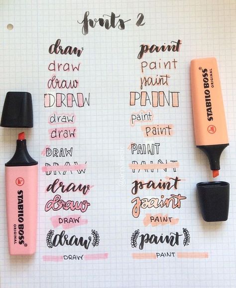 Bullet Journal Header Ideas, Bullet Journal Simple, Paint Letters, Lettering Practice Sheets, Bullet Journal Titles, Header Ideas, Bullet Journal Headers, Bullet Journal For Beginners, Hand Lettering Styles