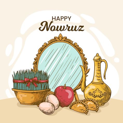 Nowrooz Illustration, Nowruz Illustration, Nowruz Crafts, Nowruz Card, Parsi New Year, Norooz Design, Beauty And The Beast Silhouette, Happy Nowruz, Iranian New Year