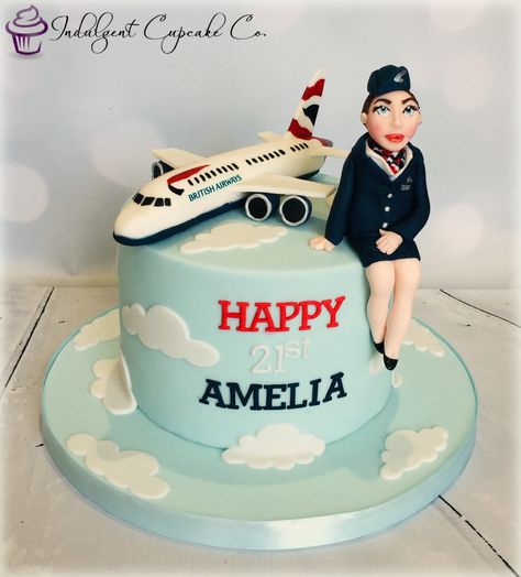 BA Air Hostess cake. Completely edible........... Flight Attendant Cake, Flight Attendant Cake Ideas, Pilot Birthday Cake Ideas, Pilot Cake Design, Aviation Cake Ideas For Men, Cake For Pilot, Welcome Home Cakes, Hostess Cakes, Airplane Birthday Cakes