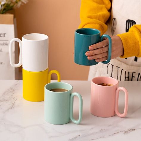 Couple Cups, Big Mug, Thermos Flask, Colorful Ceramics, New Ceramics, Milk Cup, Color Coffee, Nordic Home, Ceramics Pottery