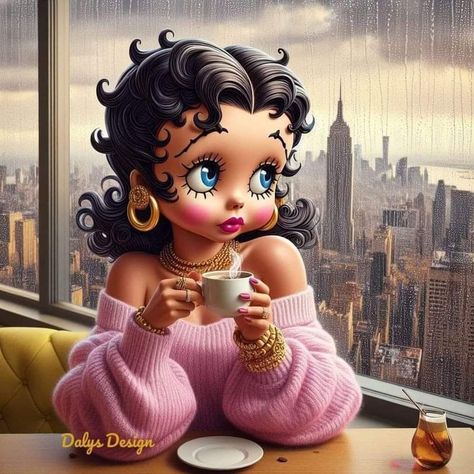 Betty Boop Classic, Black Betty Boop, Betty Boop Cartoon, Betty Boop Pictures, Black Betty, Pooh Bear, Betty Boop, Hello Kitty, Kitty