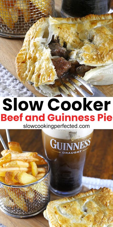 Steak And Guinness Pie, Beef And Guinness Pie, Guinness Pie, Puff Pastry Pie, Guinness Recipes, Beef Pot Pie, Slow Cooker Steak, Beef Pot Pies, Irish Recipes Traditional