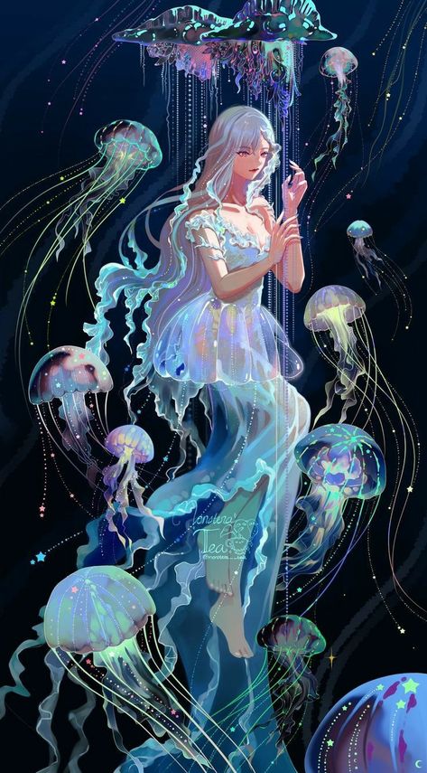 Medusa Animal, Drawing Jellyfish, Mermaid Anime, Jellyfish Art, Jelly Fish, Mermaid Art, Dreamy Art, 판타지 아트, Best Practices