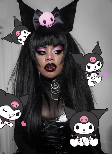 Twerks in Pumpkin on Twitter: "I need a My Melody to my Kuromi 🖤🖤🖤… " Kuromi Cosplay, My Kuromi, Purple Goth, Cybercore Aesthetic, Pink Goth, Kawaii Goth, Cos Play, Casual Cosplay, Cute Makeup Looks