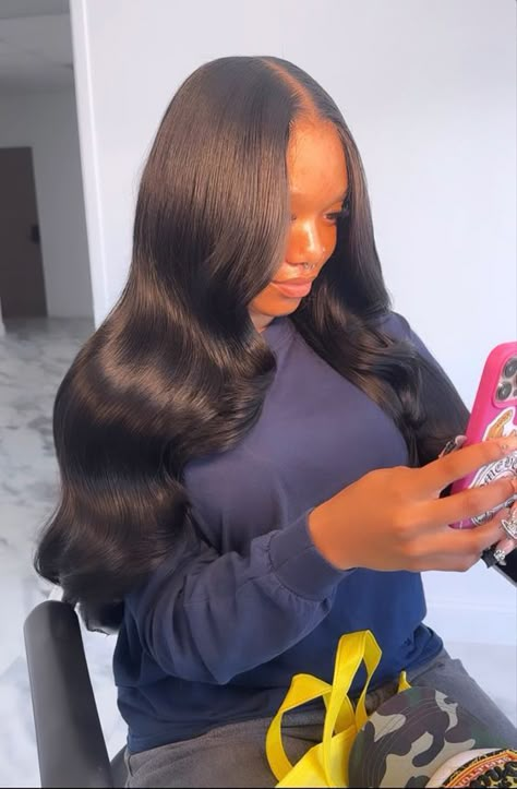 #follow #hairgoals #hair #hairstyles #beautyblog #blogging #blogger #blog Curly Hair Sew In, Sew In Hairstyles, Birthday Hairstyles, Hairstyle Tutorials, Quick Weave Hairstyles, Pretty Braided Hairstyles, Flat Iron Hair Styles, Dope Hairstyles, Front Lace Wigs Human Hair