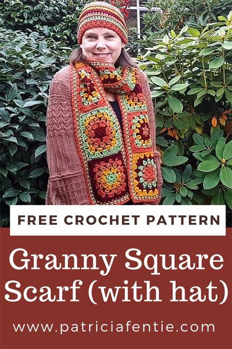 Free Granny Square Scarf Pattern, Granny Square Scarf Crochet Pattern, Crochet Scarf Granny Square, Granny Square Scarf Pattern Free, Granny Square Scarf, Easy Granny Square, Crochet Cowls, Crochet Scarfs, Granny Square Pattern