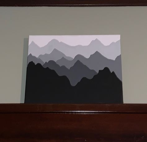 Mountain landscape #acrylicpainting #canvaspainting #mountains Mountain Shadow Painting, Shadow Painting, Mountain Silhouette, Triangle Art, Silhouette Painting, Mountain Canvas, Oil Pastel Drawings, Mountain Paintings, Acrylic Canvas