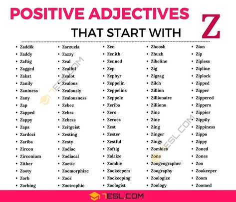 110 Positive Adjectives that Start with Z in English Positive Adjectives, Words To Describe Someone, Letter Z, Words To Describe, Niece And Nephew, Positive Words, Positive Attitude, Zeppelin, Body Positivity