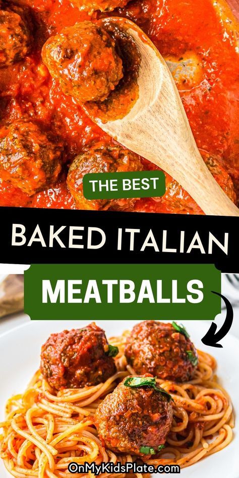 Baked Italian Beef Meatballs Italian Meatball Recipes Ground Beef, Meatball Subs Recipes, Spaghetti And Meatball Recipes, Meatballs For Spaghetti, Italian Meatball Recipes, Spagetti And Meatball Recipe, Best Italian Meatball Recipe, Baked Italian Meatballs, Bruschetta Chicken Pasta