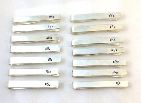 Sterling silver tie bars in bulk / Personalized Groomsmen tie clips Keep Calm Wedding, Groomsmen Tie Clip, Groomsman Gift Ideas, Personalized Tie Clip, Gold Body Chain, Groomsmen Ties, Wedding Gifts For Groomsmen, Personalized Tie, Groomsmen Gifts Personalized