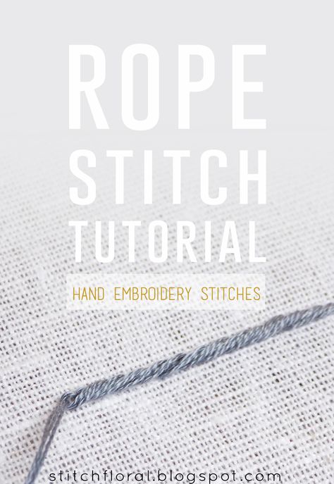 Rope stitch How-To Rope Stitch, Bullion Knot, Bullion Embroidery, Cross Stitch Thread, Embroidery Stitches Tutorial, Learn Embroidery, Brazilian Embroidery, Silk Ribbon Embroidery, Hand Embroidery Stitches