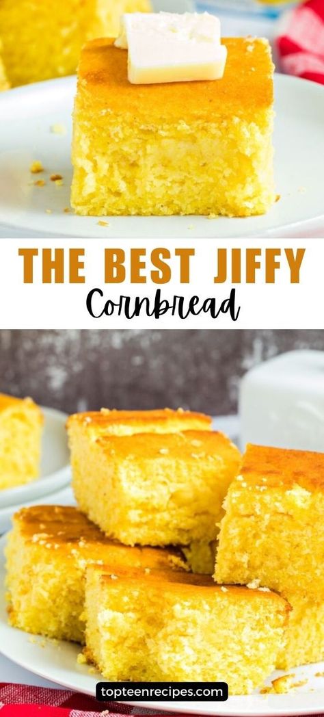 One of the biggest issues with cornbread is the fact that it is often very dry and crumbly. This is the best jiffy cornbread recipe that completely changes the cornbread game by making the moistest and fluffiest cornbread you’ve ever had. You can bring this to any gathering, or meal or just enjoy a piece on its own. You will want to make this recipe week after week because it is that good. Best Jiffy Cornbread Recipe, Sweet Jiffy Cornbread, The Best Cornbread, Best Cornbread, Jiffy Cornbread Recipes, Best Cornbread Recipe, Cornbread Recipe Sweet, Moist Cornbread, Cornbread Easy