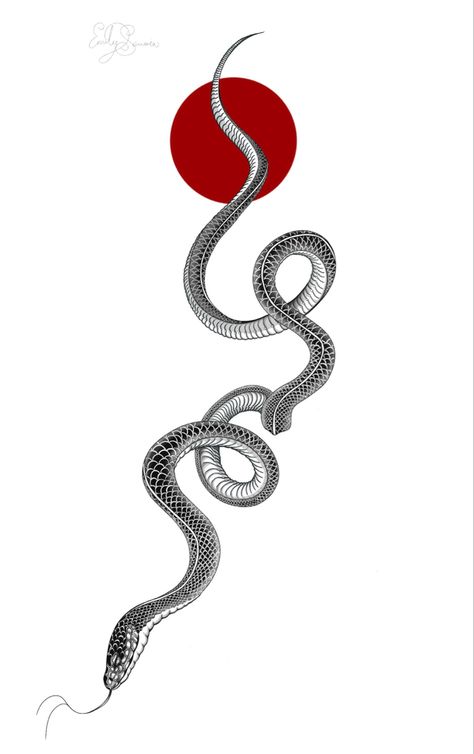 Snake Illustration Tattoo, Chinese Snake Zodiac Tattoo, Thai Snake Tattoo, Pattern Snake Tattoo, Asian Snake Tattoo, Fineline Snake Tattoo, Japanese Snake Tattoo Design, Chinese Snake Tattoo, Snake Japanese Tattoo