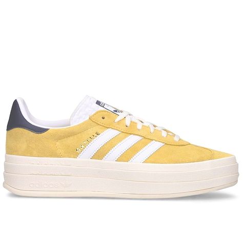 Nib Sz 6.5 (Us Womens) Adidas Gazelle Bold In Absolutely Adorable “Almost Yellow” The Classic Gazelle Shoes Take A Bold Stance. I Was Sooo Excited.I’d Been Searching Everywhere For These & When I Finally Found Them At A Shop In Europe, I Accidentally Ordered The Wrong Size!! These Shoes Are Beyond Awesome & Absolutely Worth Every Penny (Unless U Order A Whole Size Too Large Lol) It Wouldn't Be A List Of Adidas' Most Iconic Shoes Without The Gazelle. First Worn On Indoor Courts In The '70s, The S Yellow Adidas Shoes, Adidas Sam Smith, Adidas Shoes Nmd, Adidas Gazelle Bold, Gazelle Shoes, Adidas Nite Jogger, Hidden Wedge Sneakers, Gazelle Bold, Yellow Adidas