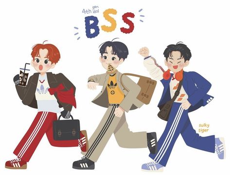 Bss Seventeen, 17 Kpop, Seventeen Going Seventeen, Cartoon Fan, Seventeen Wallpapers, Kpop Drawings, Cute Doodle Art, Stray Kids Seungmin, Kpop Fanart