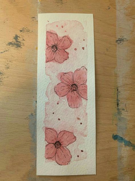 Bookmarks Handmade Design, Water Colour Book Mark Ideas, Cute Bookmarks Handmade, Flowers Bookmarks, Watercolour Bookmarks, Painted Bookmarks, Flower Bookmarks, Bookmark Designs, Ink Flowers