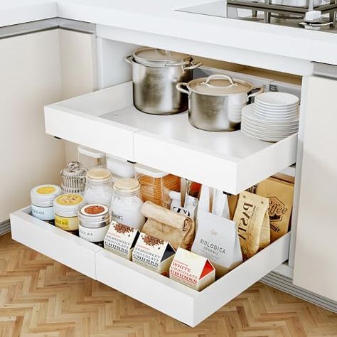 Pantry White, Kitchen Cabinet Pantry, Shelves For Kitchen, Pull Out Cabinet, Cabinet Pantry, Slide Out Shelves, Pull Out Shelves, Pantry Shelving, Cabinet Organizer