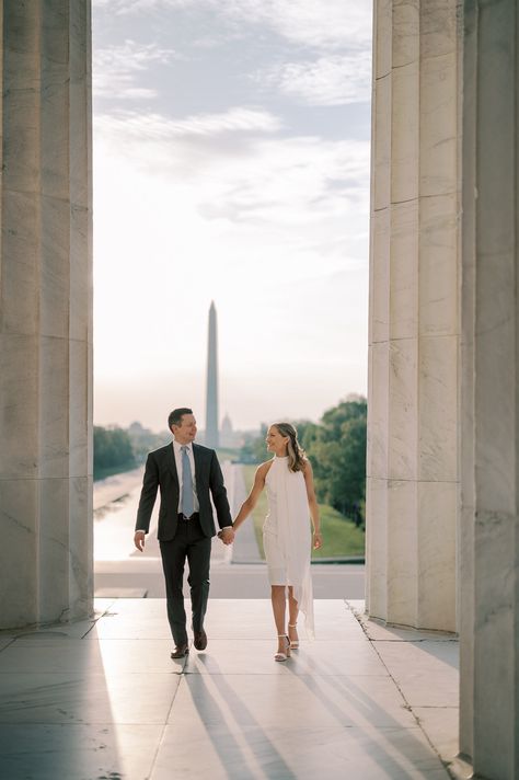 Washington Dc Engagement Photos, Dc Wedding Photos, Sunrise Engagement Photos, Dc Engagement Photos, Washington Dc Engagement, Dc Wedding Venues, Dc Engagement, Lincoln Memorial, Luxury Wedding Photography