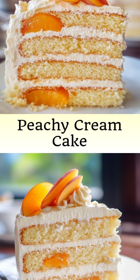 Peaches and Cream Celebration Cake Pin Indulge in the flavors of late summer with this stunning Peaches and Cream Celebration Cake. Layers of light sponge cake, fresh peaches, and whipped cream create a heavenly dessert perfect for any special occasion. Follow the recipe for a delicious treat that will impress your guests and satisfy any sweet tooth. #PeachesAndCream #LayerCake #BakingJoy #SummerDessert #CakeLovers #DeliciousTreat #HomeBaking #FruitCake #DessertGoals #PeachyKeen Peach Torte Recipe, Peach Layer Cake, Peaches And Cream Cake Recipe, Peach Cake Recipes, Pescetarian Recipes, Layered Dessert, Pretty Desserts, Dump Cakes, Torte Recipe