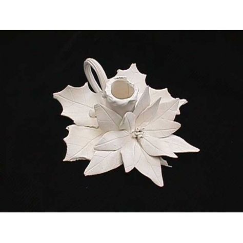 Ceramic bisque unpainted handmade clay poinsettia candleholder approx.7x3 Clay Poinsettia, Ceramic Bisque, Handmade Clay, Acrylic Paints, Poinsettia, Holiday Fun, Candle Holder, Candle Holders, Acrylic Painting