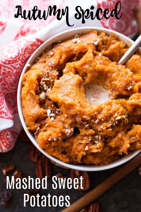 Creamy and delicious while both sweet and savory, these mashed sweet potatoes are the perfect side dish to accompany any weeknight dinner. And they are out of this world delicious! Perfect for any holiday meal. #sweetpotatoes #mashedsweetpotatoes | recipesworthrepeating.com Mashed Sweet Potato Recipe, Easy Mashed Sweet Potatoes, Sweet Potato Recipes Mashed, Mashed Sweet Potato, Season Recipes, Sweet Potato Recipe, Sides Dishes, Bbq Side, Autumn Holiday