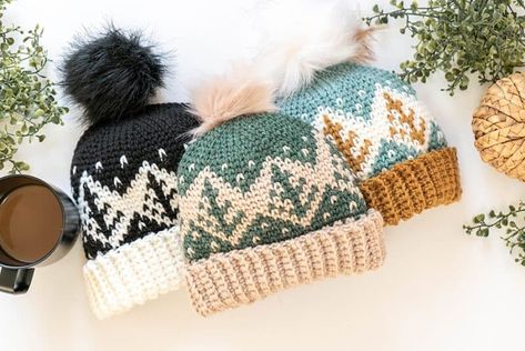 Come learn how to make a crochet hat using the fair isle colorwork technique. This free pattern has a chart as well as video instruction. #crochethat #crocheting Crochet Fair Isle, Colorwork Crochet, Crochet Hat Free Pattern, Sweater Free Pattern, Fair Isle Crochet, Colorwork Chart, Fair Isle Hat, Crochet Hat Free, Crochet Hats Free Pattern