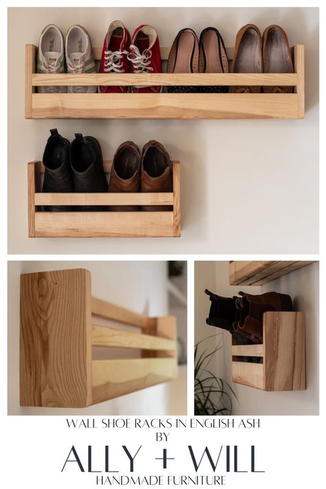 Wall Shoe Storage, Mounted Shoe Rack, Wall Shoe Rack, Traditional Joinery, Wall Mounted Shoe Storage, Hallway Shoe Storage, Wooden Shoe Storage, Wall Mounted Shoe Rack, Storing Shoes