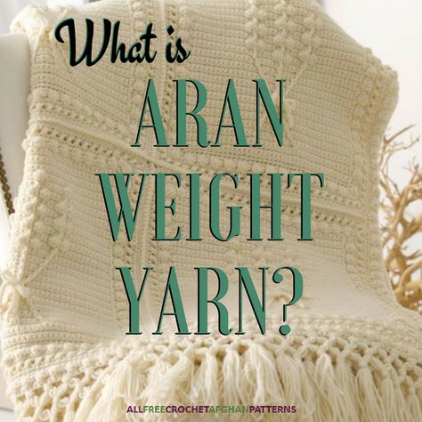 Aran weight yarn is a medium-heavy weight yarn that is similar to worsted weight yarn. Aran is referenced more outside of the U.S. and we'll explain why here. Crochet Afghan Patterns, Crochet Afghan Patterns Free, Beginner Crochet Tutorial, Vintage Crochet Patterns, Yarn Bee, Crochet Blanket Pattern, Baby Afghan, Aran Weight Yarn, Crochet Tips