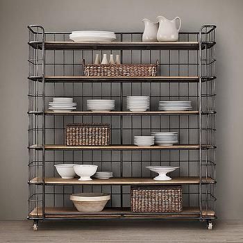 Caged Bakers 6 Shelves Rack Contemporary Small Kitchens, Baker's Rack, Bakers Rack, Storage Mirror, Kitchen Models, Furniture Vanity, Rack Design, Medicine Cabinet Mirror, Ikea Kitchen