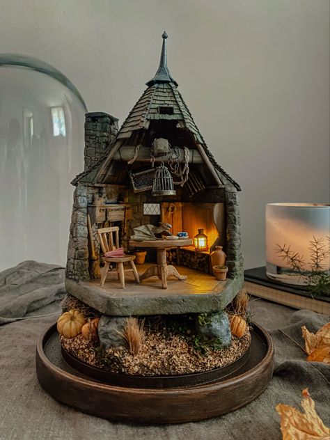 Hagrid’s Hut Miniature Handmade, Harry Potter, Glassdome Gift Norbert Diy Holiday Gift Wrapping, Diy Harry Potter Crafts, Glass Cloches, Hagrids Hut, Halloween Diorama, Harry Potter Dolls, Harry Potter Miniatures, Potters Clay, Bookshelf Art