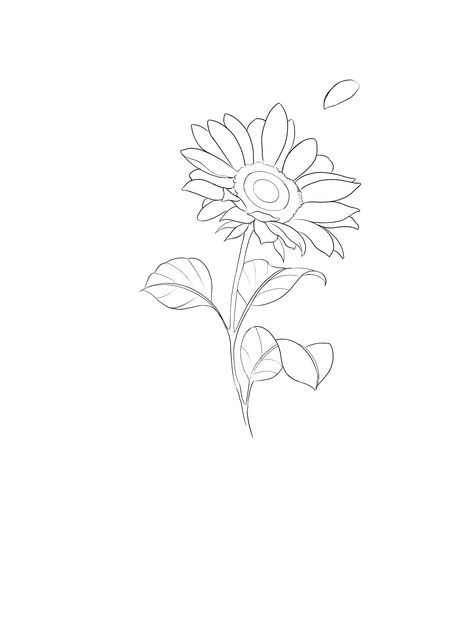 Sun Flower Line Drawing, Outline Sunflower Tattoo, Sunflower Fine Line Drawing, Line Work Sunflower Tattoo, Sunflower Fine Line Tattoo, Girasoles Tattoo, Sunflower Line Drawing, Sunflower Tattoo Stencil, Fine Line Sunflower Tattoo