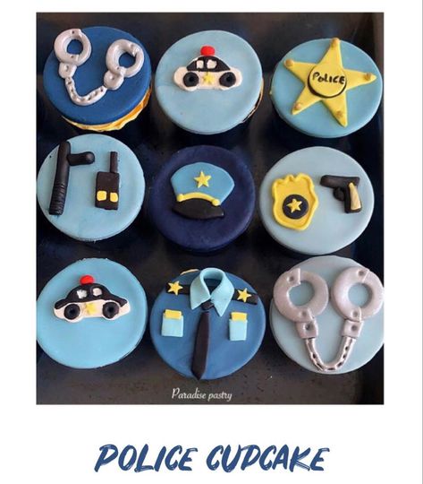 Police Cupcakes, Kids Police, Police Party, Cops And Robbers, Pull Apart Cupcakes, Mini Donuts, Cakes For Men, 12th Birthday, Ice Cream Party