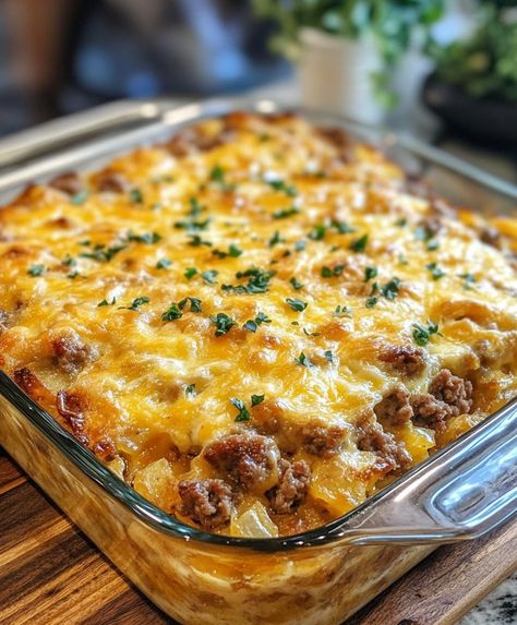 Sausage & Hash Brown Breakfast Casserole is the perfect dish to start your day off right. This hearty and satisfying casserole combines savory sausage, Sweet Potato Breakfast Casserole, Potato Breakfast Casserole, Hash Brown Breakfast Casserole, Sausage Hashbrown Breakfast Casserole, Hash Brown Breakfast, Pumpkin French Toast Casserole, Spiralized Sweet Potato, Breakfast Potato Casserole, Delicious Breakfast Casserole