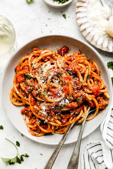 Best-Ever Turkey Bolognese | Plays Well With Butter Ground Turkey Bolognese, Turkey Bolognese Sauce, Turkey Bolognese, Turkey Pasta, Quick Cooking Recipes, Pasta Bolognese, Bolognese Recipe, Bolognese Sauce, Italian Dinner