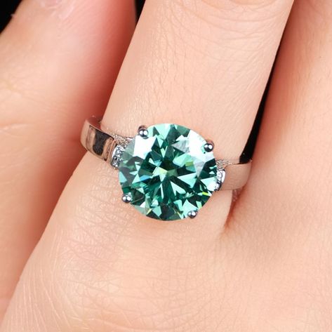 Exotic 5CT Round Cyan Blue Moissanite Engagement Ring For Her. #jmjewelryca #moissanitering #weddingrings #wedding #rings #engagemnt #engagementring #anniversarygift M Jewelry, Blue Moissanite, Engagement Ring For Her, Cyan Blue, Rings For Her, Moissanite Rings, Moissanite Engagement Ring, Moissanite Engagement, Anniversary Gifts