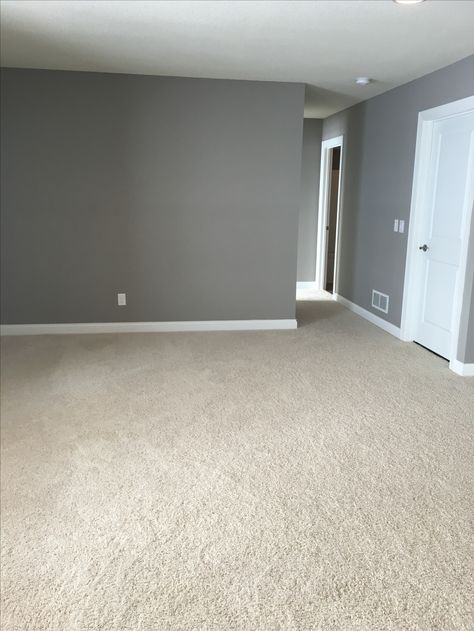 Wall Grey Colors, Gray Walls Carpet Color, Nice Room Colors, Grey House Walls, Grey Wall In Bedroom, Grey Room Paint, Grey Walls Bedroom Aesthetic, Grey Room Colors, Grey Wall Room Ideas