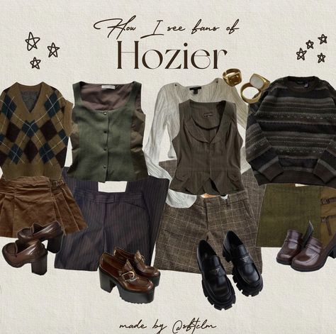 Hozier Fashion Aesthetic, Hozier Tour Outfit, Hozier Concert Outfit Summer, Hozier Outfit Aesthetic, Hozier Outfit Concert, Hozier Inspired Outfits, Forest Academia Outfit, Hozier Concert Outfit Ideas, Hozier Aesthetic Outfit