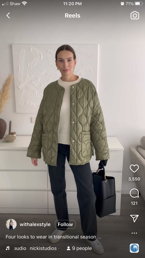 Green Quilt Jacket Outfit, Green Quilted Coat Outfit, Olive Quilted Jacket Outfit, Green Quilted Jacket Outfit, Padded Jacket Outfit, Olive Jacket Outfit, Quilted Coat Outfit, Wool Jacket Outfit, Quilted Jacket Street Style