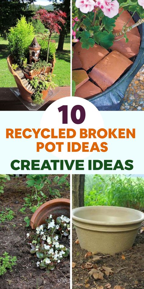 Unleash your creativity by repurposing broken pots into captivating garden art with these unique recycled ideas. Breathe new life into discarded ceramics by transforming shattered terracotta or clay pots into enchanting fairy gardens, miniature landscapes, or cascading plant displays that bring magic to your outdoor space. Embrace sustainability and showcase the beauty of upcycled art while creating eye-catching focal points in your garden. Broken Terra Cotta Pots Ideas, Modern Mailbox Diy, Broken Pot Garden, Diy Stairs Makeover, Recycled Ideas, Tiny Landscape, Simple Holiday Decor, Unique Garden Art, Terracotta Plant Pots