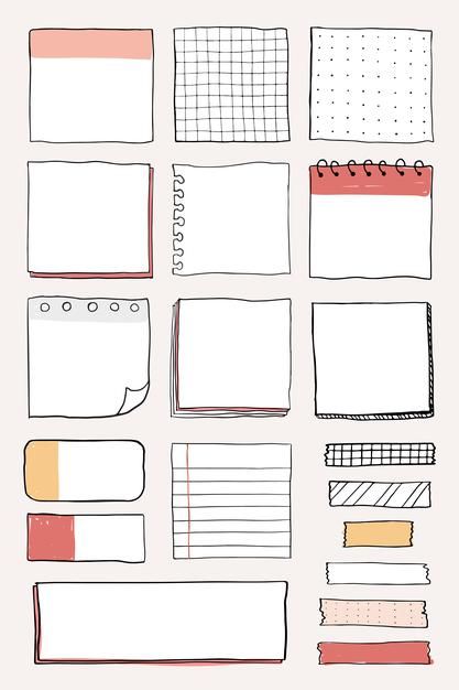 Blank reminder paper notes vector set | Free Vector #Freepik #freevector #frame #label #design #border Blank Reminder Paper Notes, Bullet Journal Simple, خريطة ذهنية, Penanda Buku, Paper Notes, Bullet Journal Banner, Doodle Notes, Bullet Journal Notes, Bullet Journal Paper